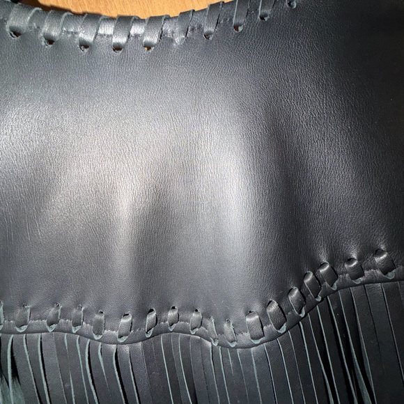 Black Fringe Leather Jacket - Picture 3 of 5
